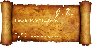 Junek Kálmán névjegykártya